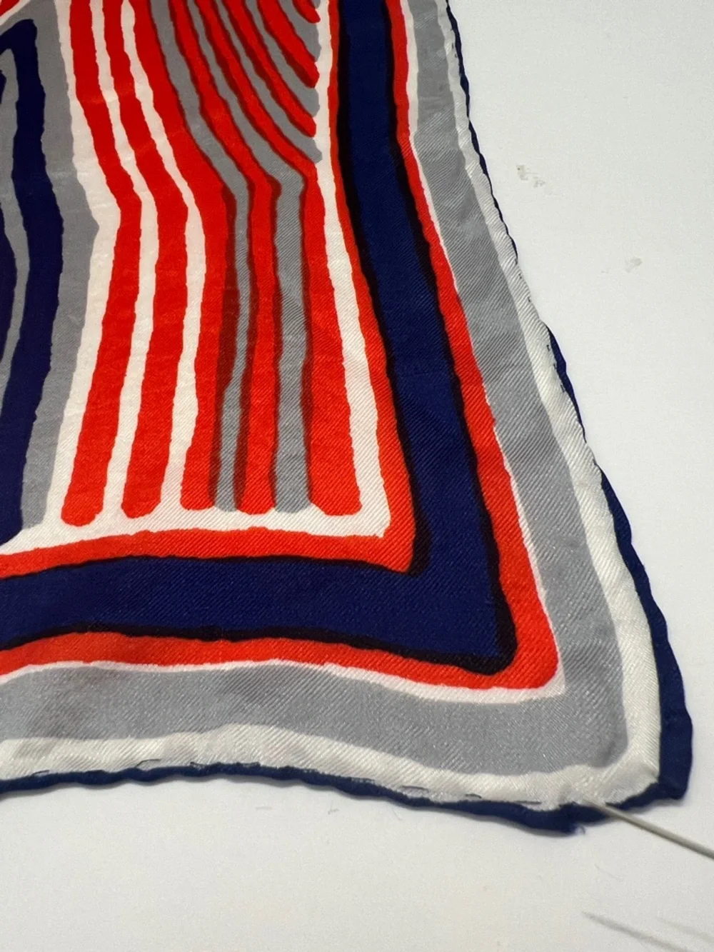 Vintage Vera Neumann Oblong  geometric design scarf red blue handrolled scarf